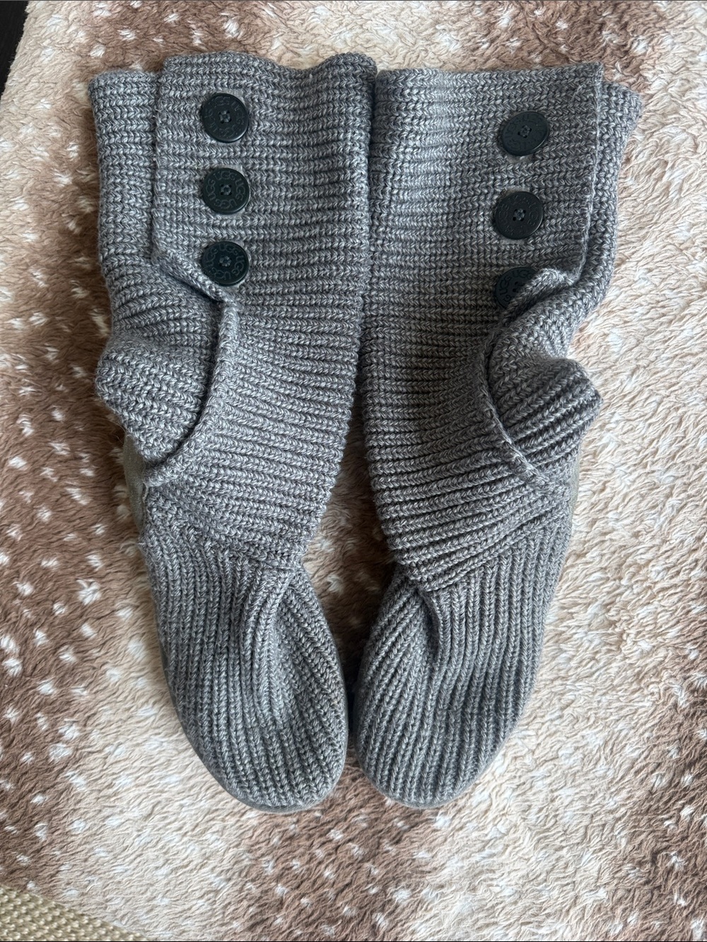 UGG Gray Knit Boot Cuff with Button Detail